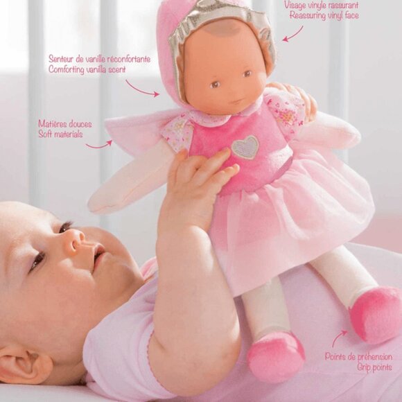 New in Box Corolle Princess Pink Cotton Flower Washable Baby Doll 12" For Age 0+ - Picture 3 of 16